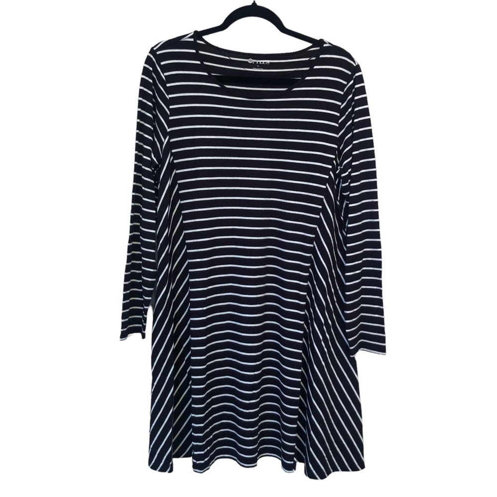 Stylus XL Long Sleeve Black Striped Dress size XL - Picture 2 of 13